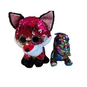 Ty Sequin Plush Stuffed Animals Fox Dinosaur Beanie Baby Plush Collectible Nosta